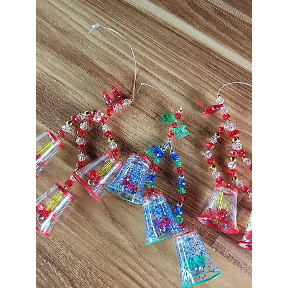 Lot Of 3 Vintage Acrylic Ornaments Christmas MCM 70s Beaded Holiday‎ Decoration